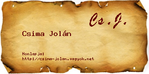 Csima Jolán névjegykártya